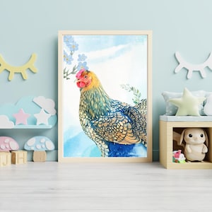 Chicken Print for Nursery - Chicken Print, Chicken Wall Art, Chicken Picture, Hen Poster, Chicken Nursery Art, Chicken, Printable Download