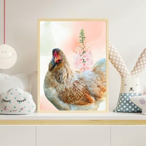 Nursery Chicken Print - Chicken Print, Chicken Wall Art, Chicken Picture, Hen, Chicken Nursery Art, Wall Art, Chicken, Printable Download