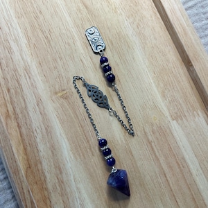 Amethyst divination pendulum | Unique dowsing pendulum | Oracle & mediumship | Pentagram | Esoteric pendulum