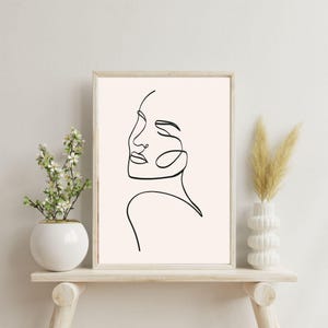 Impression d&#39;art dessin au trait femme, décoration murale minimaliste féminine sur une ligne, affiche impression corps féminin, dessin au trait corps moderne, téléchargement numérique