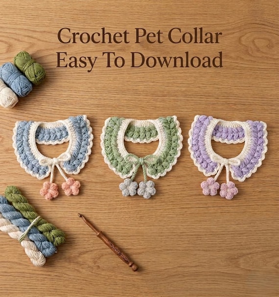 Crochet Pet Collar Pattern PDF | Dog Cat Tutorial (Digital Download)
