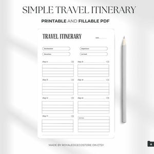 Printable Travel Itinerary Template: Minimalist A4/A5 (Digital Download)