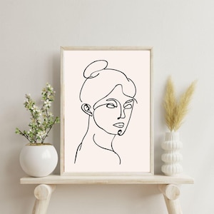 Line Wall Art, Woman Face Sketch Art Print, Line Drawing, One Line Print, Woman face Line Art, Minimalist wall art, Female Drawing Poster