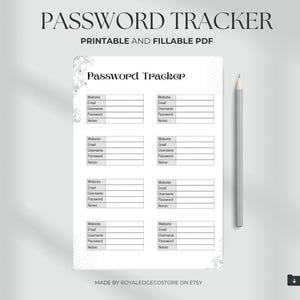Password Tracker Printable, Password Tracker, Password Organizer, Password Keeper, Password Log, Editable Password sheet, A4 A5 Letter Half