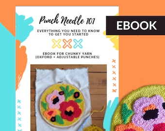 Punch Needle 101 for Oxford and adjustable. Learn rug hooking. Yarn embroidery. How to punch. Beginners tutorial. Free floral pdf pattern