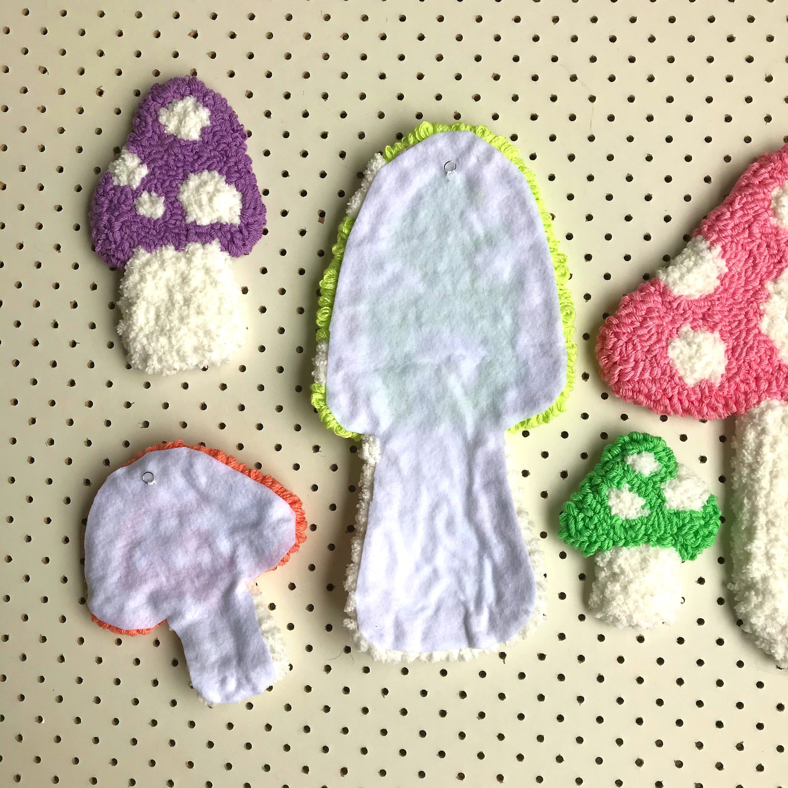 Punch needle Mushroom wall decorations. Set of 5. Retro wall Etsy