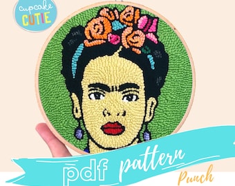 Frida punchnaaldpatroon. Vloerkleed haken pdf. Borduurring kunst. Digitaal downloaden. Afdrukbaar patroon.