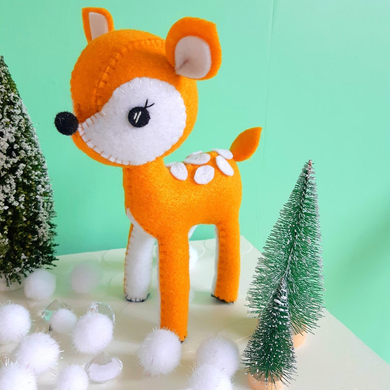 Deer softie sewing pattern. Felt Bambi pdf. Woodland forest animal plush. Christmas or nursery decoration image 4