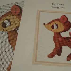 Deer cross stitch pattern. Xmas Bambi x-stitch pdf. Woodland Christmas decor. Retro kitschmas image 2