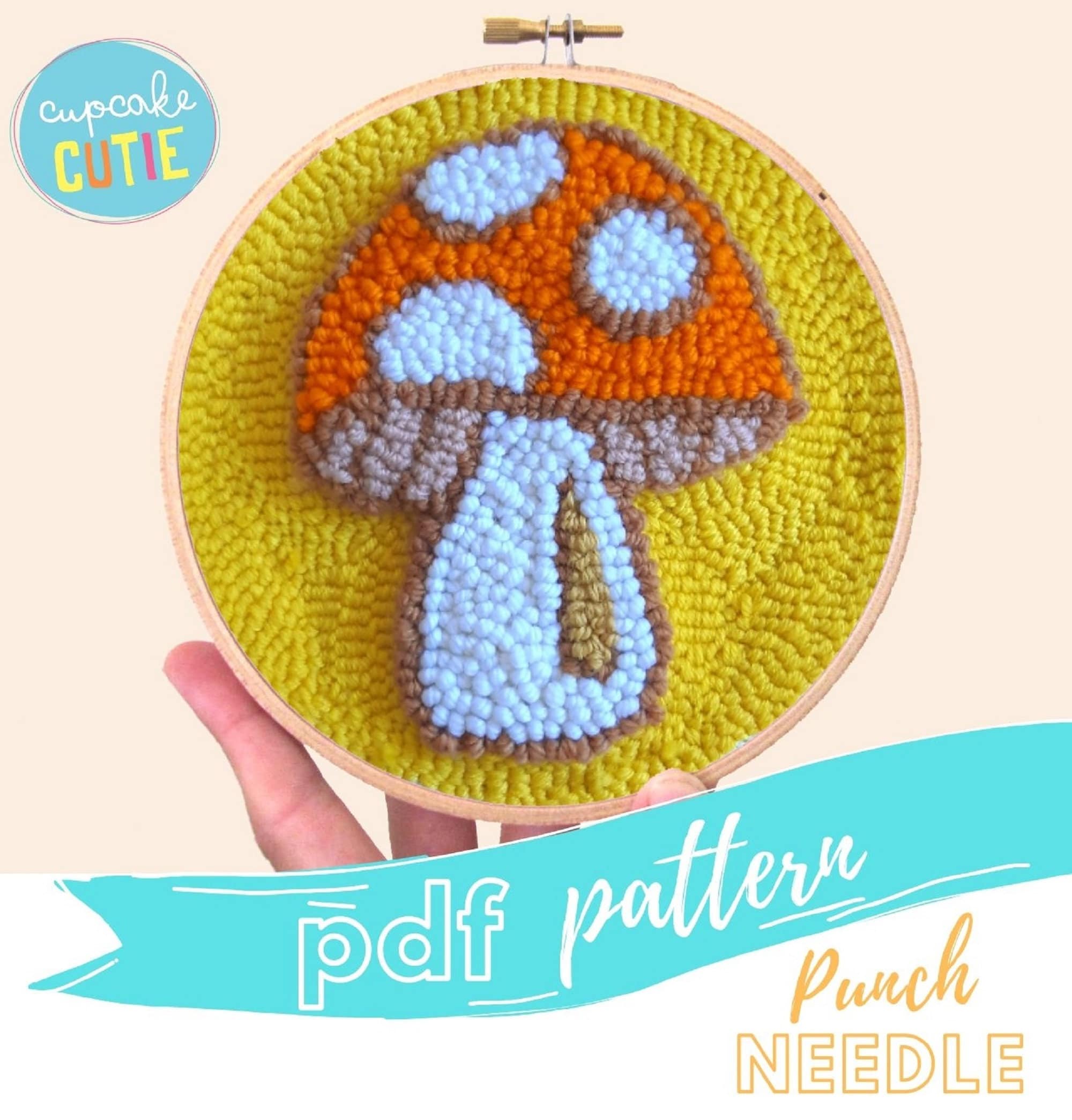 Mushroom punch needle pattern. Retro toadstool embroidery hoop Etsy