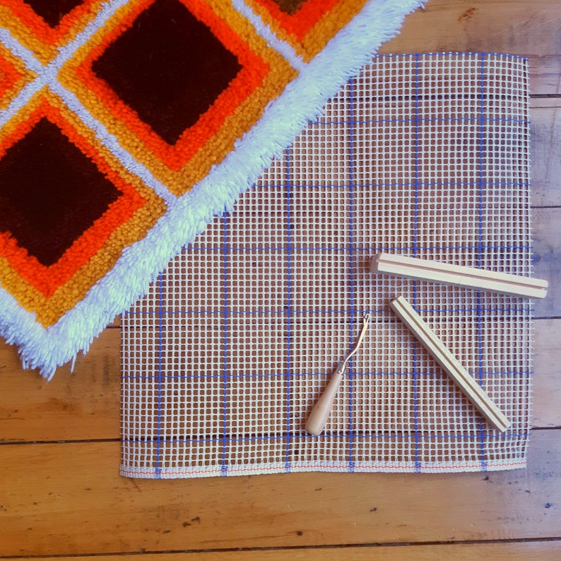 Latch Hooking Starter Kit. Rug Canvas and Latch Hook Tool. Rug Etsy