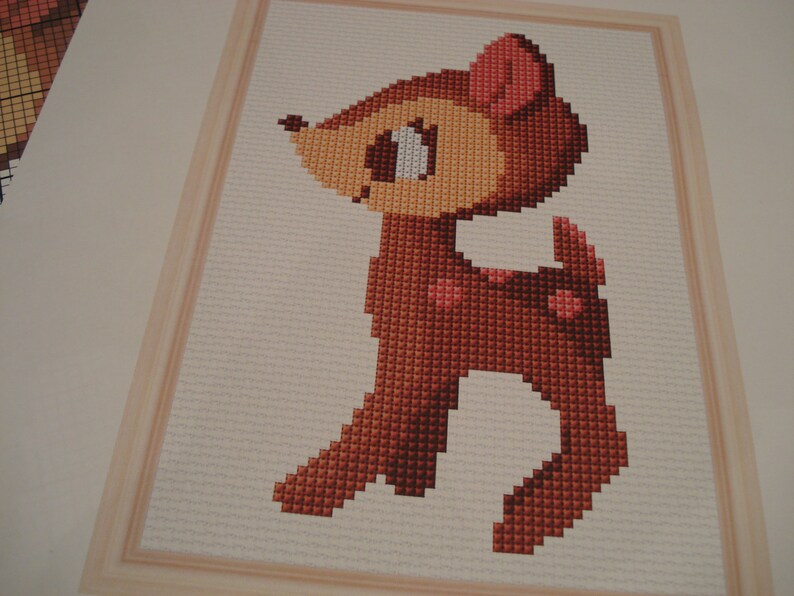 Deer cross stitch pattern. Xmas Bambi x-stitch pdf. Woodland Christmas decor. Retro kitschmas image 3