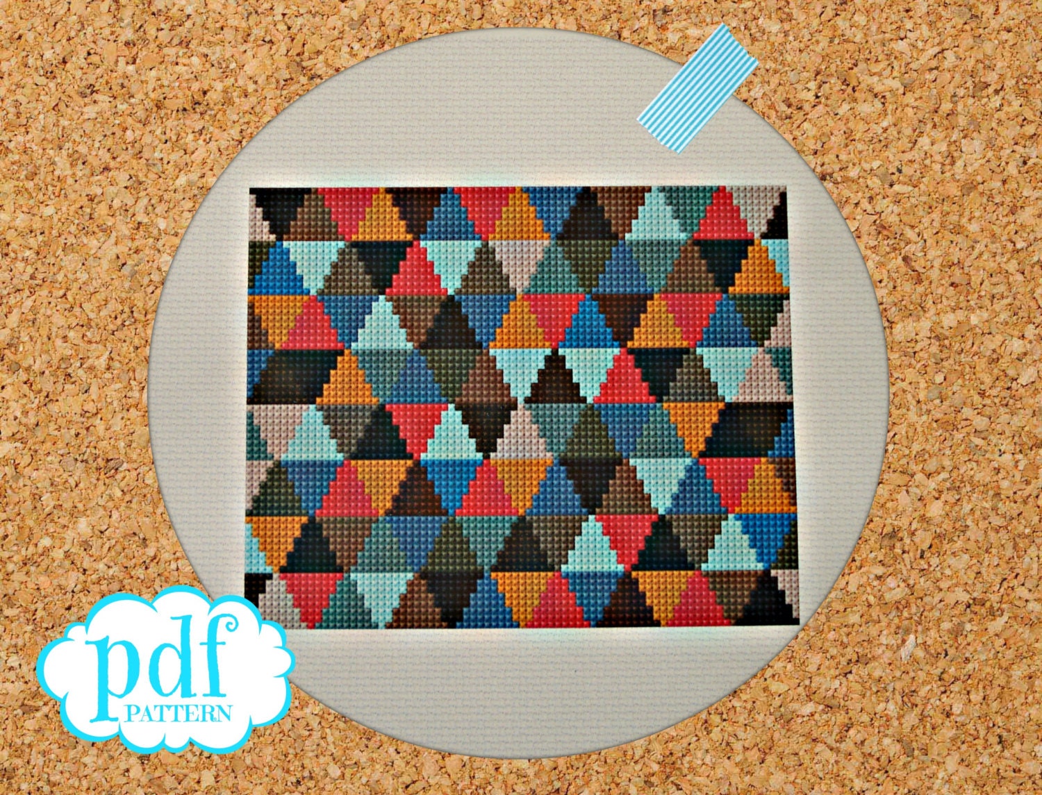 Triangle Geometric cross stitch needlepoint pattern. Cushion | Etsy