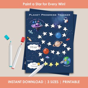 Tabla de recompensas espaciales / Tabla de tareas imprimible para niños / Tabla de estrellas cohete / Descarga digital / Tabla de recompensas para niños / Tabla de incentivos