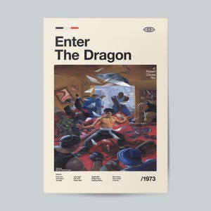 Enter The Dragon Movie Poster, Retro Movie Print, Modern Vintage Movie Posters,Mid Century Modern Poster
