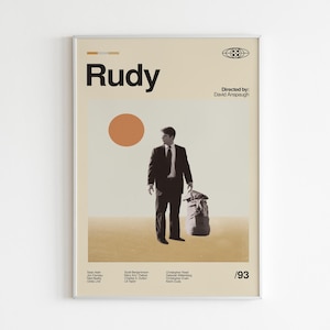 Rudy Movie Poster, Midcentury Art, Minimalist Art, Retro Poster, Vintage Poster