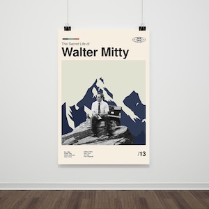 The Secret Life of Walter Mitty Movie Poster, Retro Movie Print, Modern Vintage Movie Posters,Mid Century Modern Poster