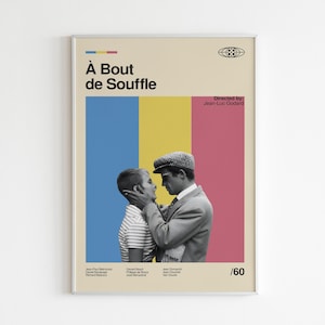 À Bout De Souffle (Breathless) Vintage Movie Poster - Jean-Luc Godard Jean-Paul Belmondo-Vintage Poster