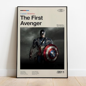 Captain America: The First Avenger Poster, Retro Movie Print, Modern Vintage Movie Posters,Mid Century Modern Poster