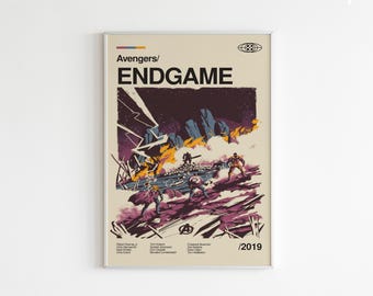 Avengers Endgame Wall Art: Mid-Century Minimalist Style - Vintage Movie Print
