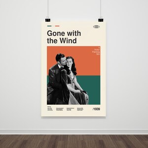 Affiche du film Autant en emporte le vent : impression moderne rétro Mid-Century