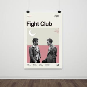 Fight Club Movie Poster: Retro Mid-Century Modern Print