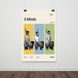 3 Idiots Movie Poster, Retro Movie Print, Modern Vintage Movie Posters,Mid Century Modern Poster