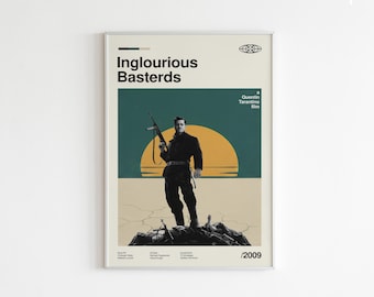 Inglourious Basterds-filmposter, moderne retro uit het midden van de eeuw (meerdere maten)