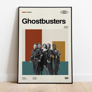 Ghostbusters Movie Poster: Retro Mid-Century Modern Art Print