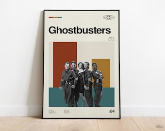 Ghostbusters Movie Poster: Retro Mid-Century Modern Art Print