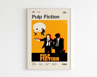 Póster de la película Pulp Fiction: Arte mural retro de mediados de siglo