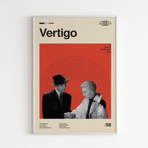 Vertigo Poster, Retro Movie Print, Alfred Hitchcock Film Poster - American Cinema- Midcentury Art,Modern Vintage Movie Posters