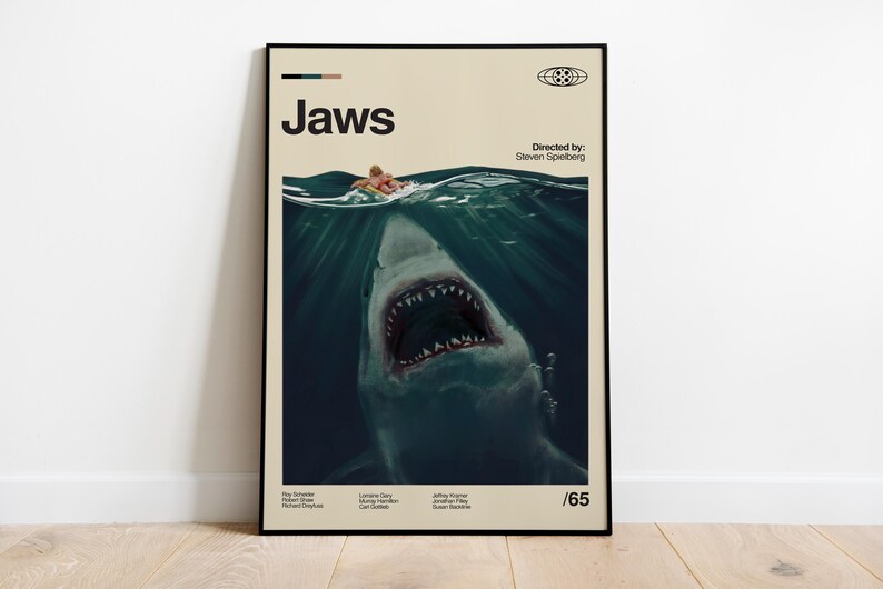 Jaws Movie Poster: Vintage Retro Style - Mid-century Modern Art - Etsy