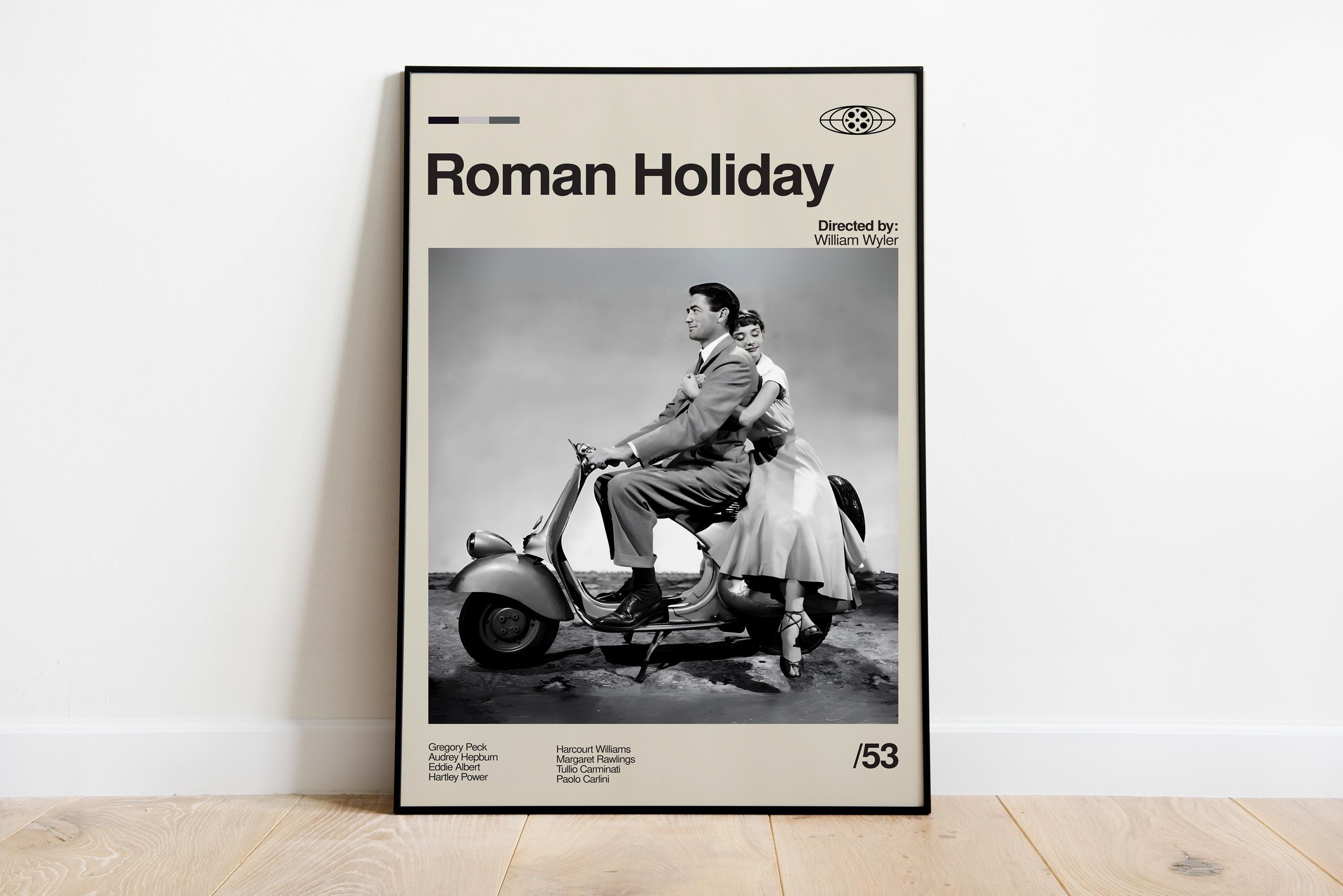 Movie Poster Art: Roman Holiday Retro Style - Mid-century Modern