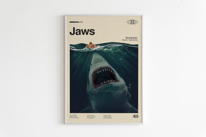 Jaws Movie Poster: Vintage Retro Style - Mid-century Modern Art - Etsy