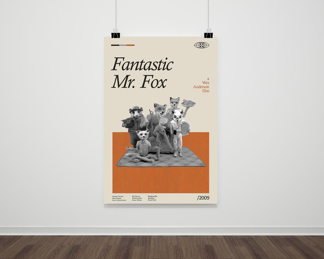 Fantastic Mr Fox Movie Poster, Retro Mid Century Modern (multiple Sizes ...