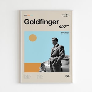 GoldFinger James Bond Poster, Retro Movie Print, Modern Vintage Movie Posters,Mid Century Modern Poster