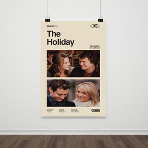 De vakantiefilmposter, retro moderne print uit het midden van de eeuw, vintage filmposter, minimalistische midcentury kunstprint