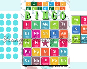 Periodic Elements Bingo Set - 60 CARDS - PRINTABLE