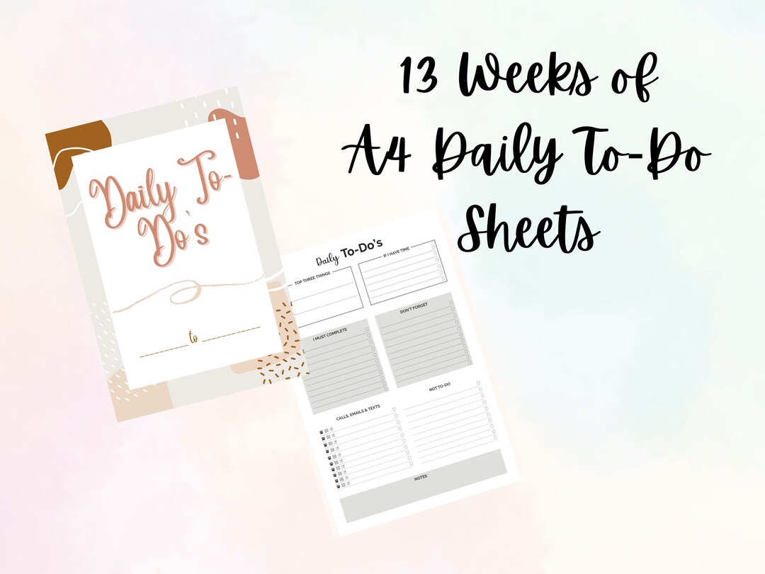 Quarterly a4 daily to do sheets 13 weeks of sheets etsy