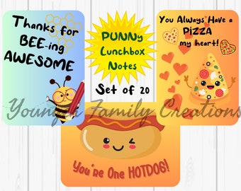 Punny Lunchbox Notes (Set of 20) - PRINTABLE