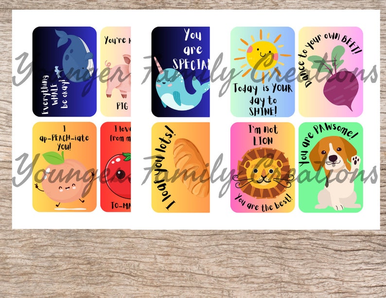 Punny Lunchbox Notes Version 2 (set of 20) - PRINTABLE - Etsy