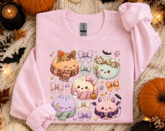 Kawaii Halloween Dumpling Crewneck Sweatshirt For Women And Kids Girly Coquette Fall Cottagecore Dumplings  Squishy Gift For Dumpling Lover