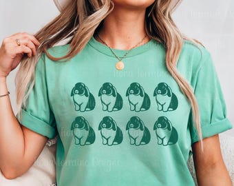 Cute Bunny Easter Shirt For Women Rabbit Lover Tee Matching Easter T-Shirts Vintage Cottagecore Comfort Colors® Animal T Shirt Birthday Gift