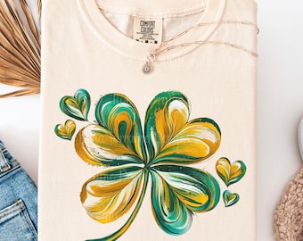 St Patrick's Day Shirt Women's Comfort Colors® Lucky Shamrock T-Shirt Irish Tee Four Leaf Clover Cottagecore Saint Paddy's Day Gift For Her