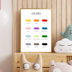 Colors Poster for Kids | Educational Printable | Colours Wall Art for Playroom, Nursery or Homeschool