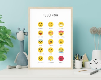 Gefühle Poster für Kinder | Lerndruck | Emotionen Wandbild für das Spielzimmer, den Kindergarten oder die Schule
