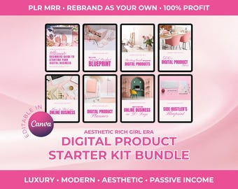 Digital Product eBook Guide Bundle for Beginners: MRR PLR Resell | Master Resell Rights Private Label Rights | Passive Income Canva Editable