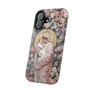 Maria und das Jesuskind IPhone Hülle Magsafe Handyhülle Katholisch Religiöses Geschenk Sacred Heart, Magnet Jungfrau Maria iPhone Geschenk iPhone 16 15 - XS