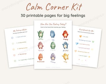 Feelings Chart & Calm Down Corner Kit Printable | Bilingual English Spanish, Classroom SEL Printables, Counselor Office Decor, Coping Skills
